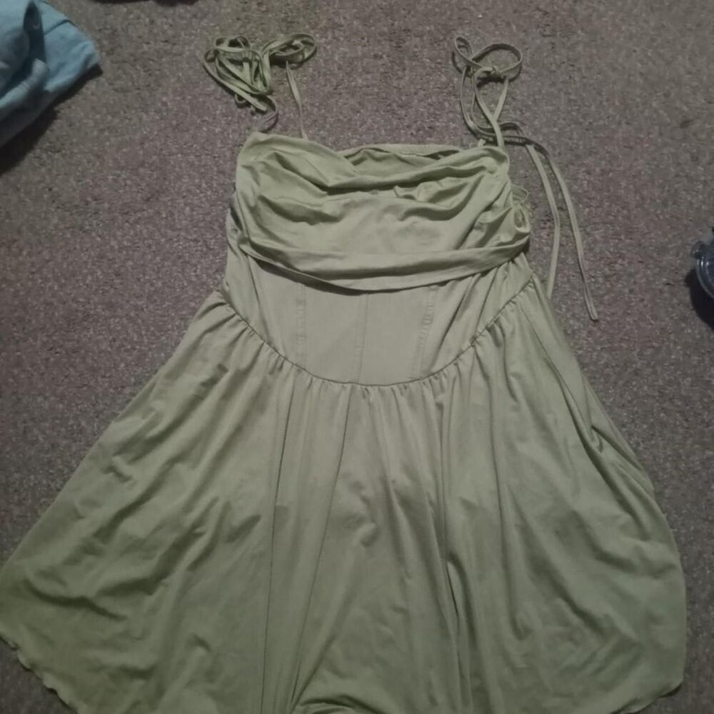 Cider Women's Green and Khaki Dress